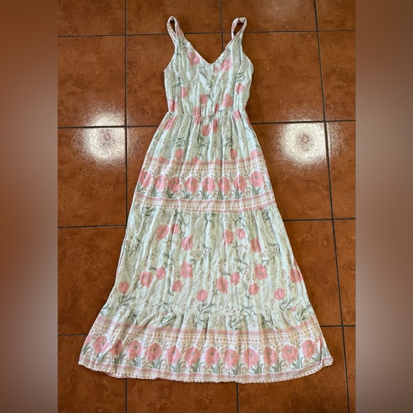 kindred Dresses & Skirts - Floral Maxi Dress in Pink and Green